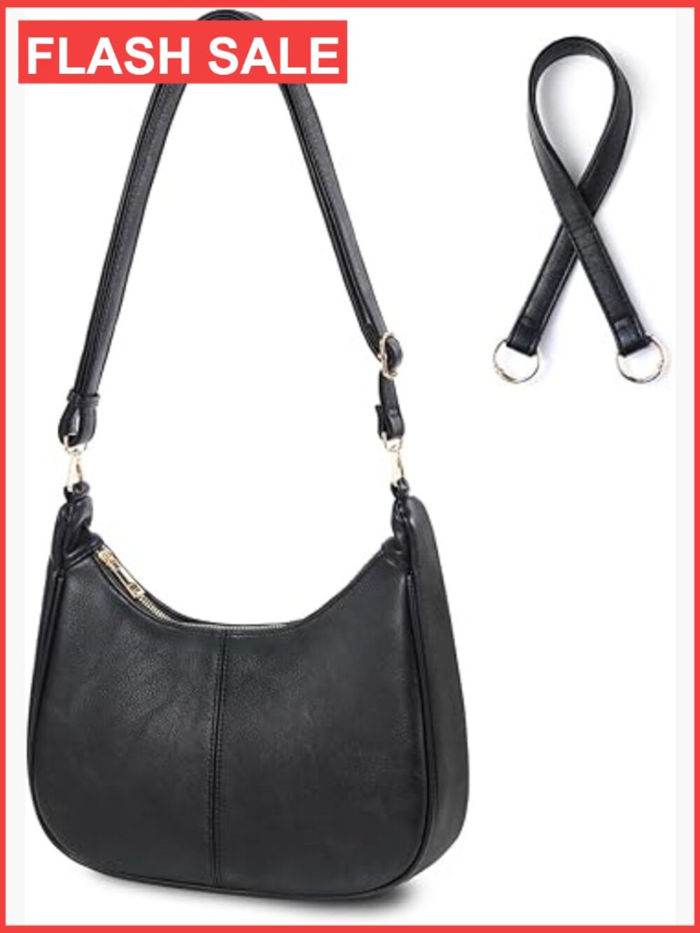 Vegan Leather Hobo Crossbody Bag with Adjustable Strap